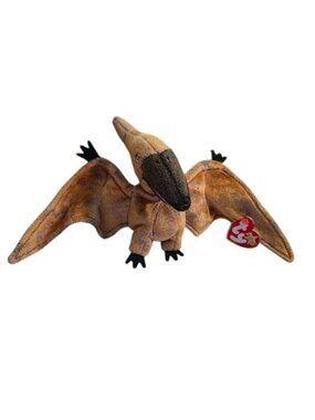 Ty Beanie Babies SWOOP Pterodactyl Dinosaur Plush Toy 2000 Green Brown Velvety